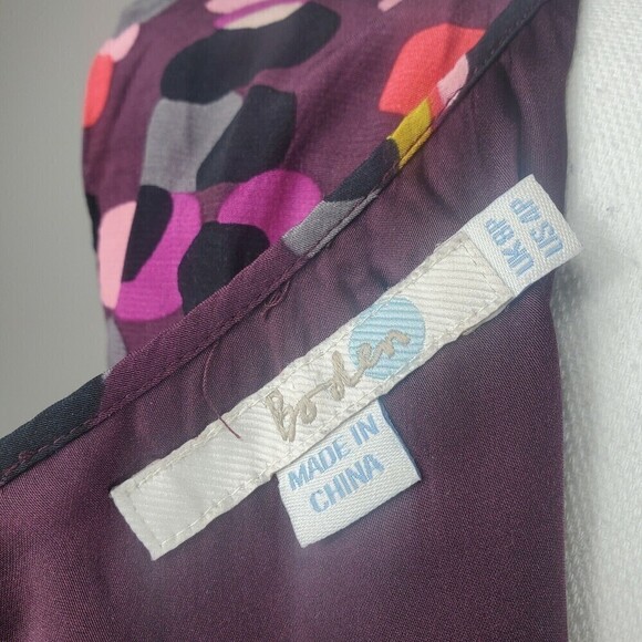 Boden Cap Sleeve Ruched Pleated Dress Size 4P Polka Dots Purple Pink FLAWS - Picture 5 of 12